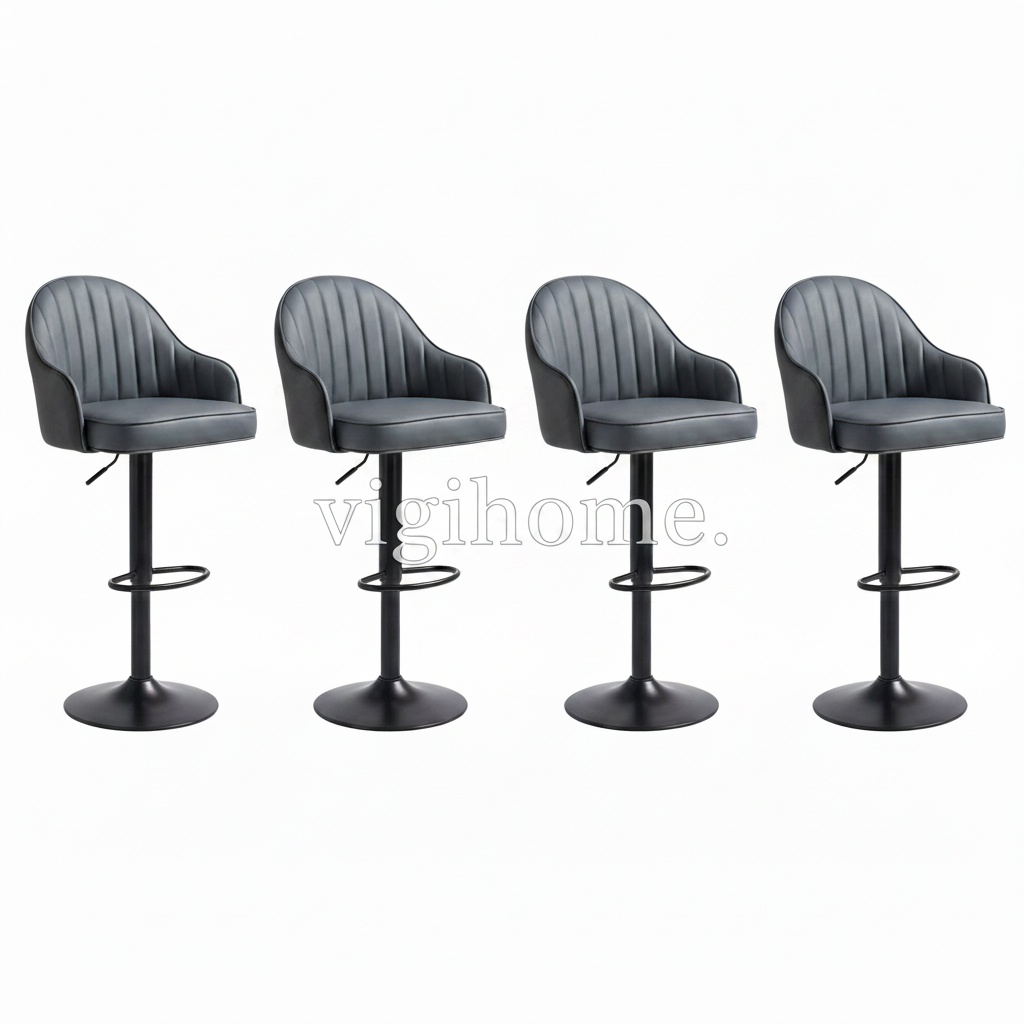 Tabouret de Bar Alpha — Simili Cuir Réglable & Rotatif
