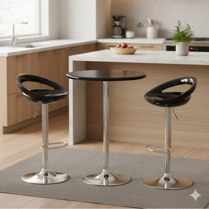 Set 2 Tabouret Scandinave avec Table rotatif à hauteur réglable