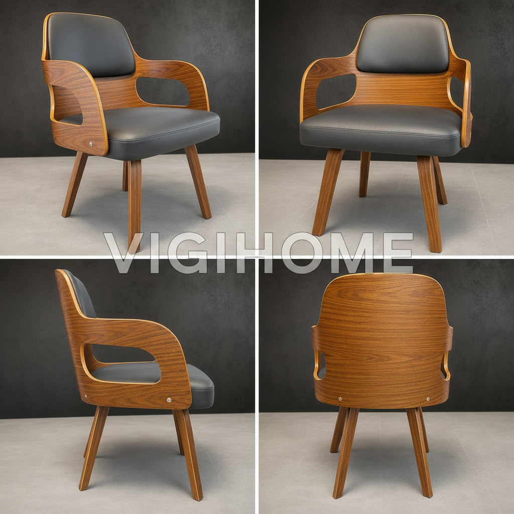Vues multiples de la chaise mid-century