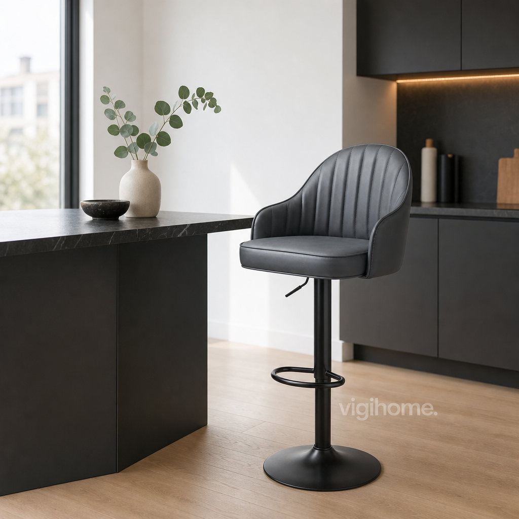 Tabouret de Bar Alpha — Simili Cuir Réglable & Rotatif