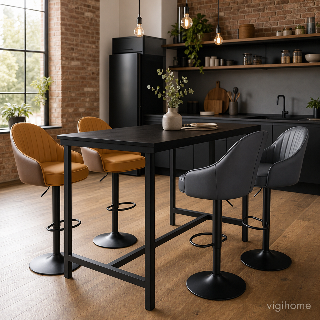 Tabouret de Bar Alpha — Simili Cuir Réglable & Rotatif