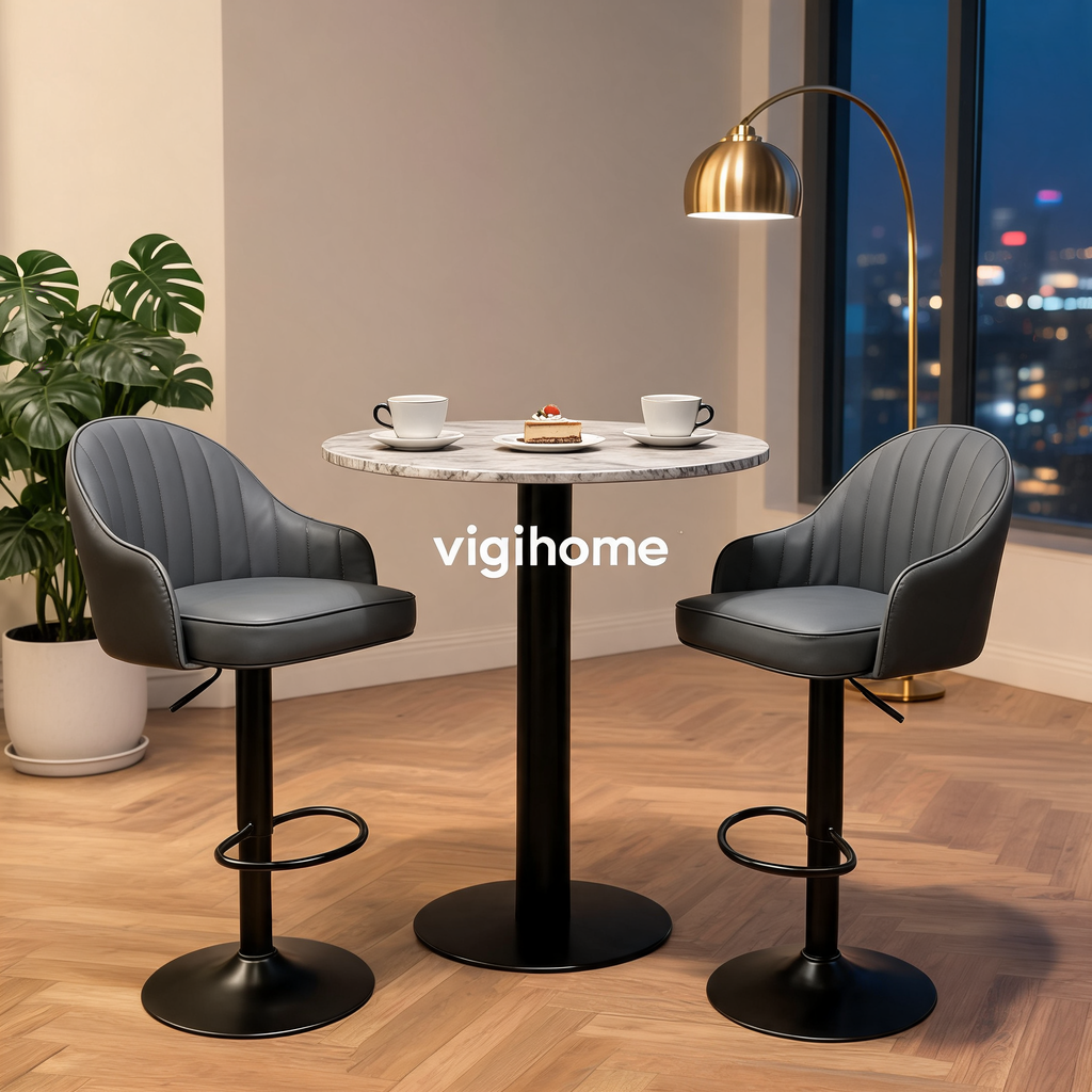 Tabouret de Bar Alpha — Simili Cuir Réglable & Rotatif