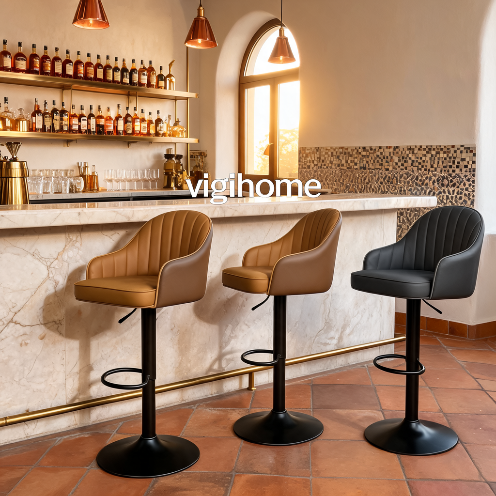 Tabouret de Bar Alpha — Simili Cuir Réglable & Rotatif