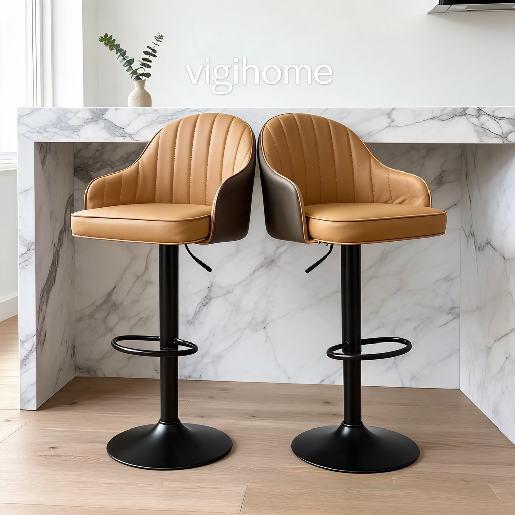 Tabouret de Bar Alpha — Simili Cuir Réglable & Rotatif