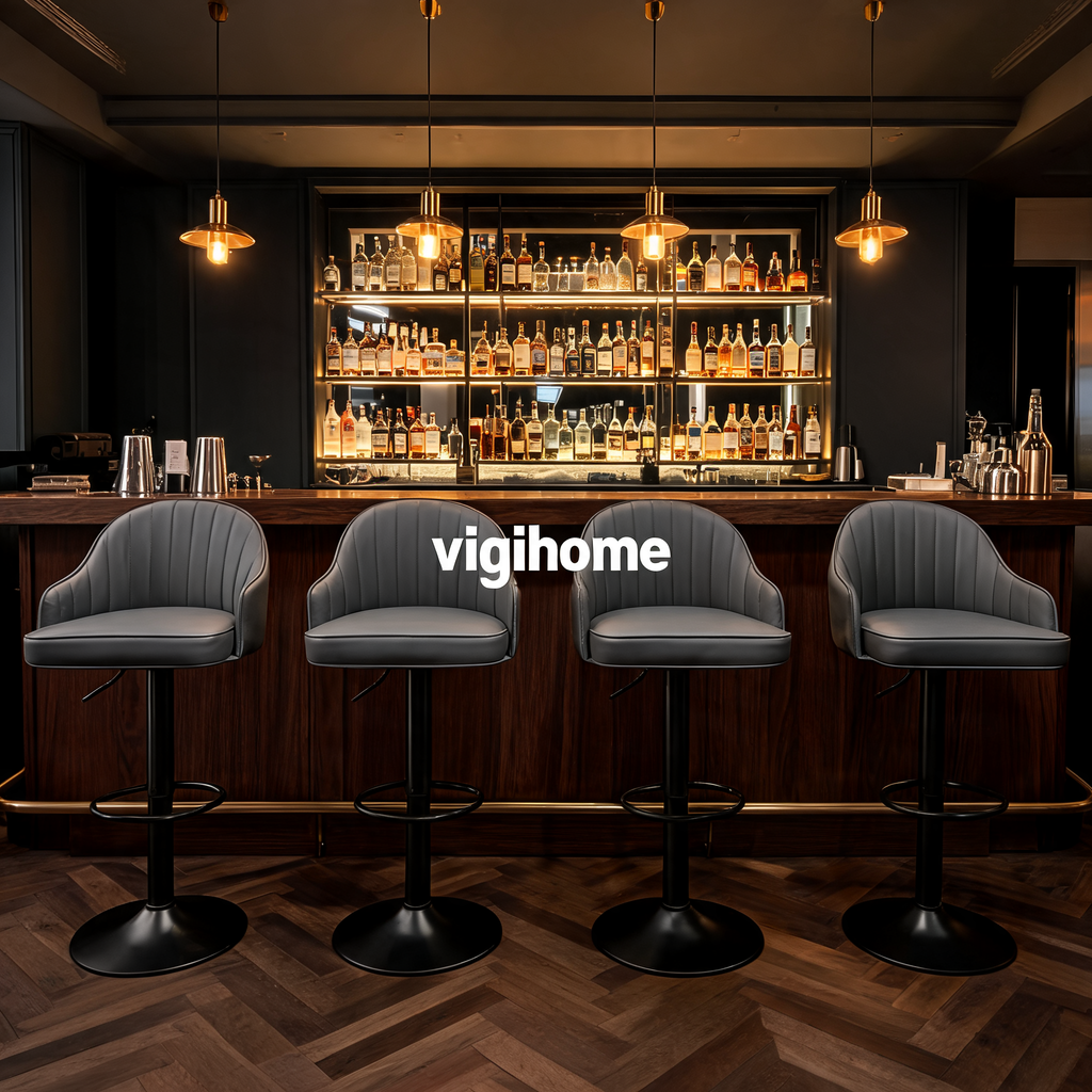 Tabouret de Bar Alpha — Simili Cuir Réglable & Rotatif