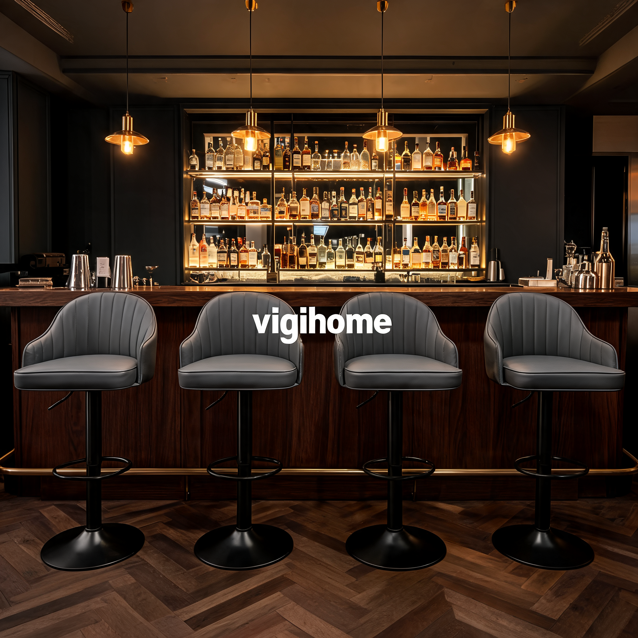 Tabouret de Bar Alpha — Simili Cuir Réglable & Rotatif
