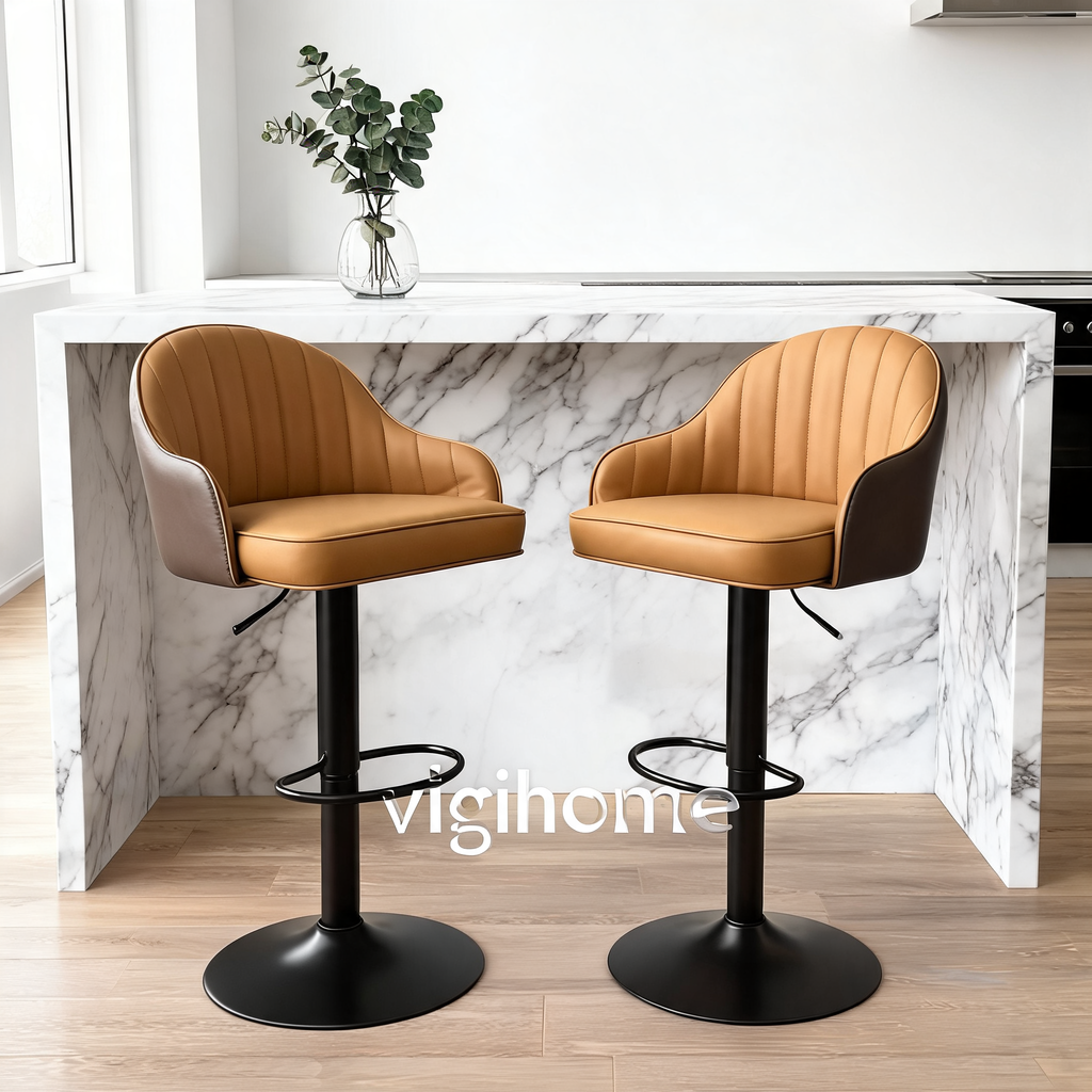 Tabouret de Bar Alpha — Simili Cuir Réglable & Rotatif