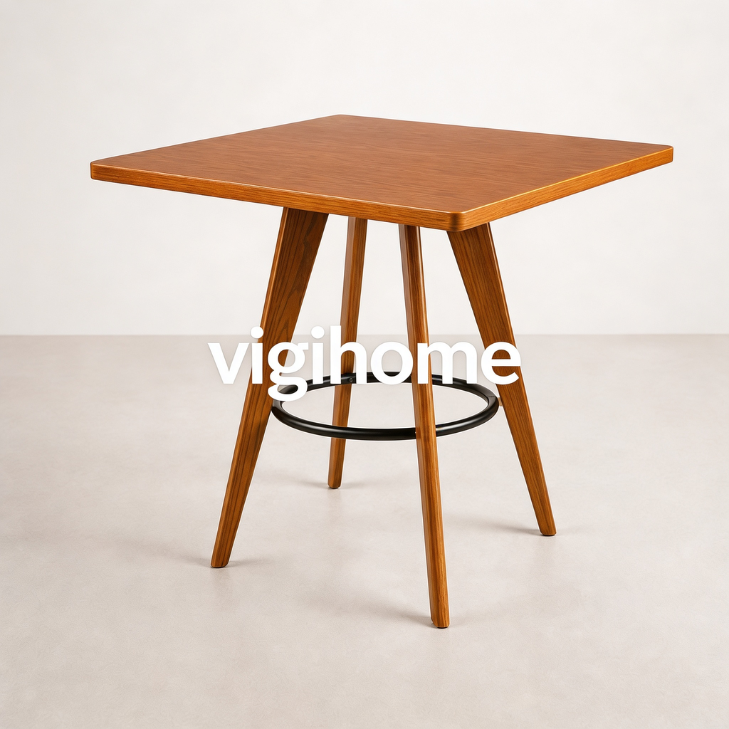 Table Carrée 70×70 en Bois Massif | Design Mid-Century | Bois Noble & Sky