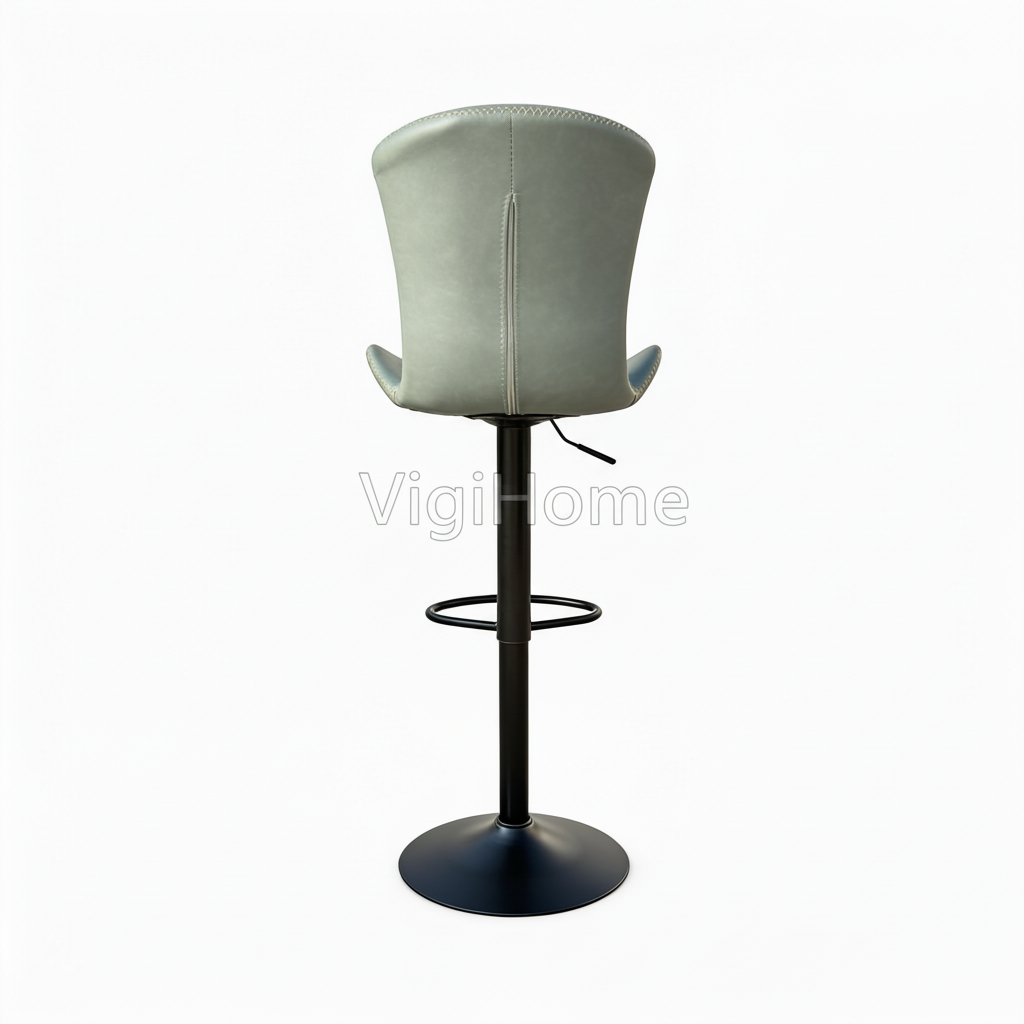 Tabouret de bar Monark vert sauge vue arrière, dossier ergonomique