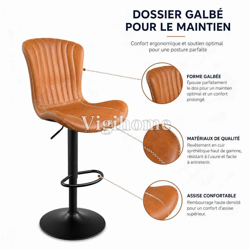 Tabouret Monark - Infographie caractéristiques